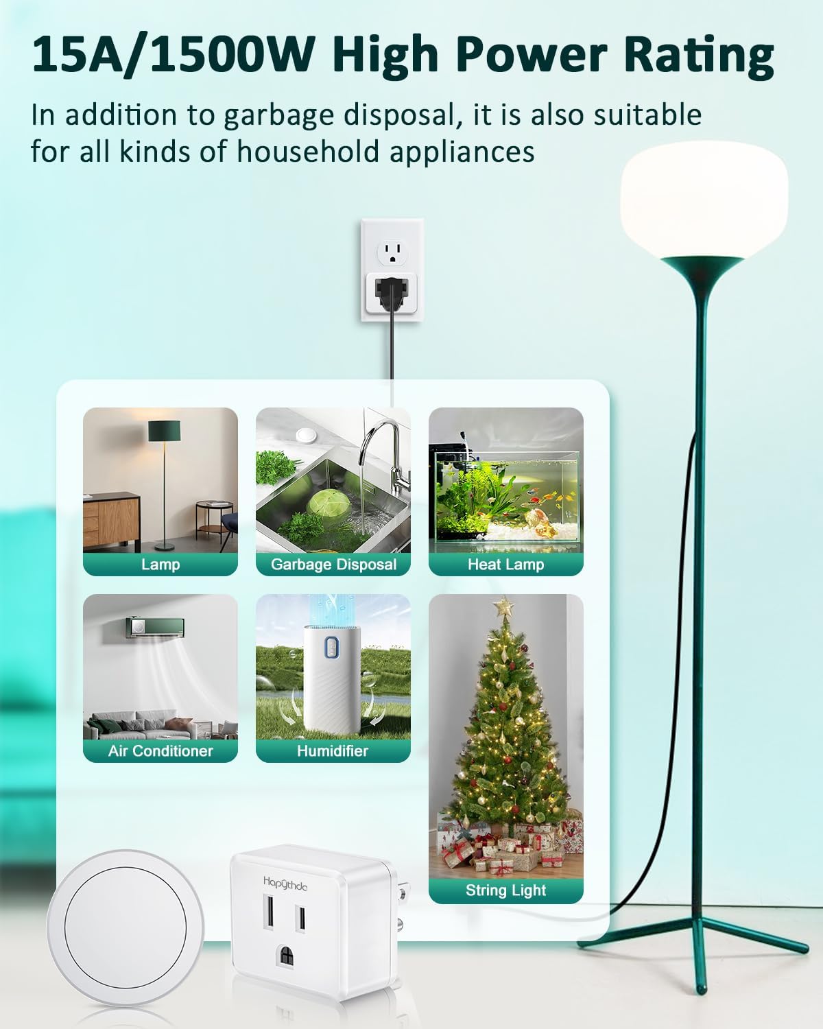 Garbage Disposal Wireless Switch Kit, Remote Control Outlet, No Drilling On Sink Top, Air Switch Garbage Disposal, 15A/1500W with 4000V Anti-Surge, 500 Feet RF Range