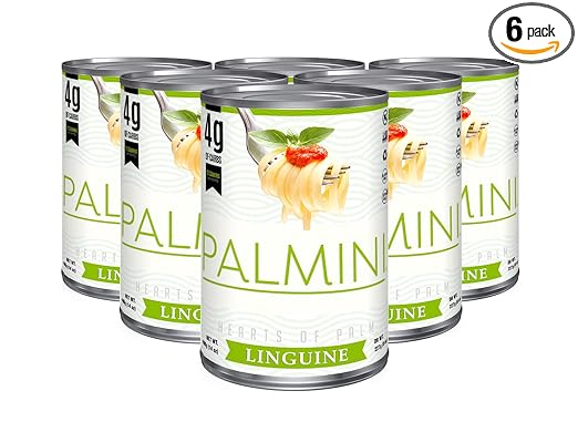 Palmini Linguine Pasta | Low-Carb, Low-Calorie Hearts of Palm Pasta | Keto, Gluten Free, Vegan, Non-GMO | As seen on Shark Tank | (14 Ounce - Pack of 6)