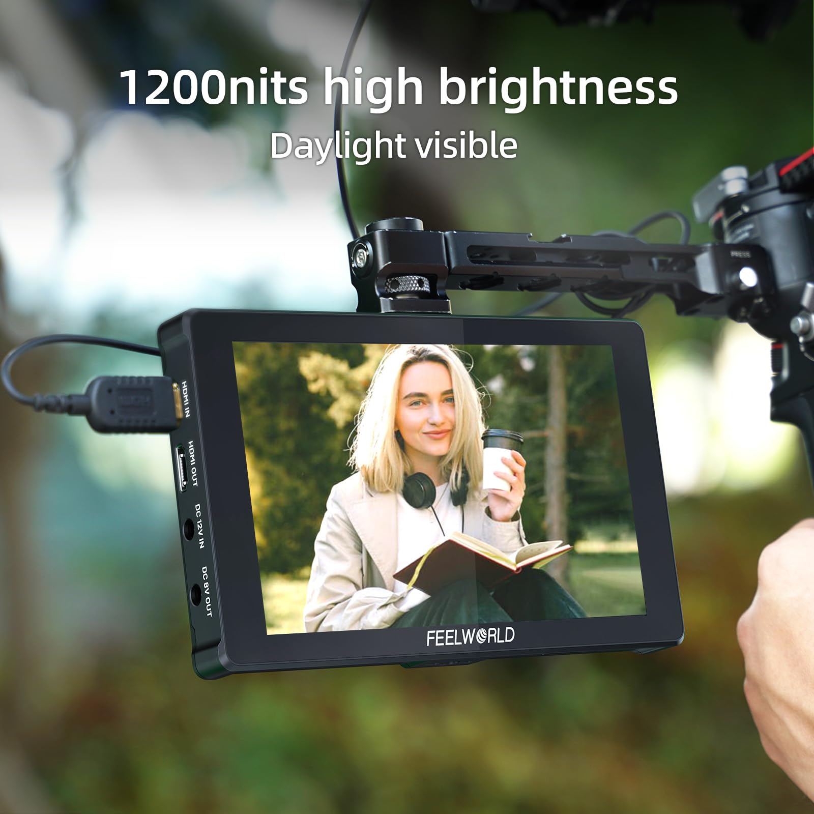 Feelworld F7 Plus 7-calowy ekran dotykowy do aparatu DSLR, monitor F970 z zewnętrzną płytą z uchwytem, zestaw akcesoriów z baterią, 4K HDMI 1920x1200, ulepszony 3D LUT, Waveform, VectorScope
