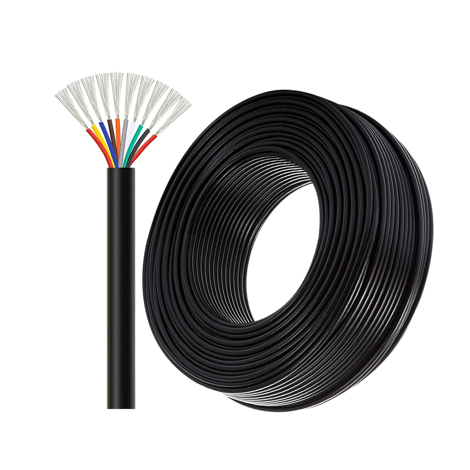 10 Cores 28 AWG-18 AWG UL Listed Electrical Wire, 18/10 Gauge Lead-Free Tinned Copper Cable VW-1 300V 25-100FT PVC Jacket Wire, Hookup Wire for Audio/Video Equipment, Auto, LED(25ft,20AWG)