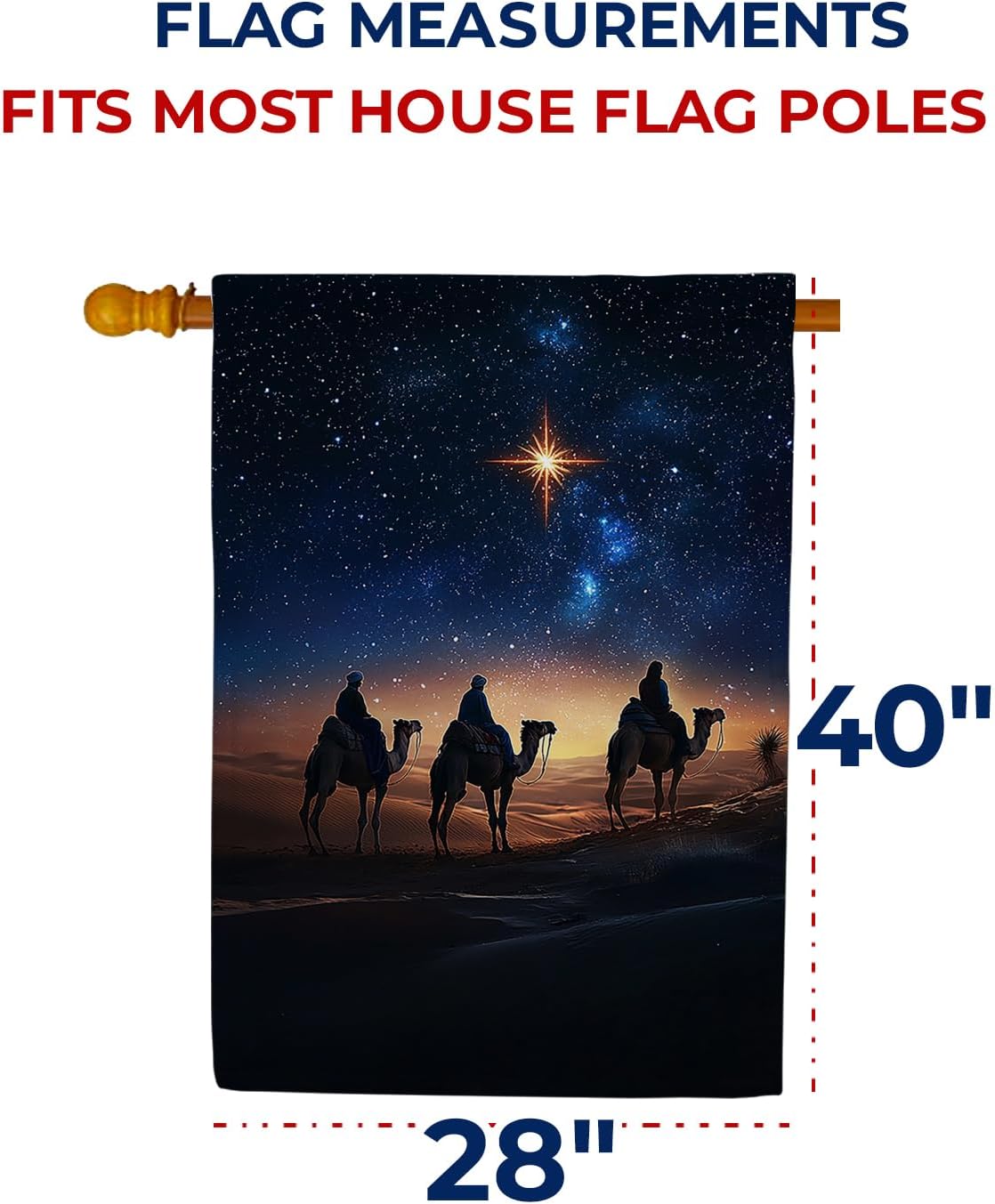 America Forever Three Wise Men House Flag, 28 x 40 inch Double Sided, Christmas Nativity Banner, Star of Bethlehem Religious Outdoor Decor, Spiritual Holiday Outside Decorations Yard Flag