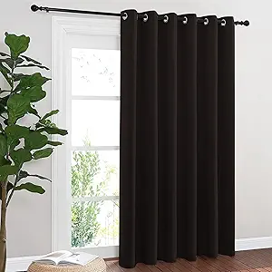 NICETOWN Blackout Sliding Door Curtains 84 Inch Length, Extra Wide Room Divider Grommet Energy Saving Thermal Insulated Curtain for Patio Door Window(W80 x L84, 1 Panel, Toffee Brown)