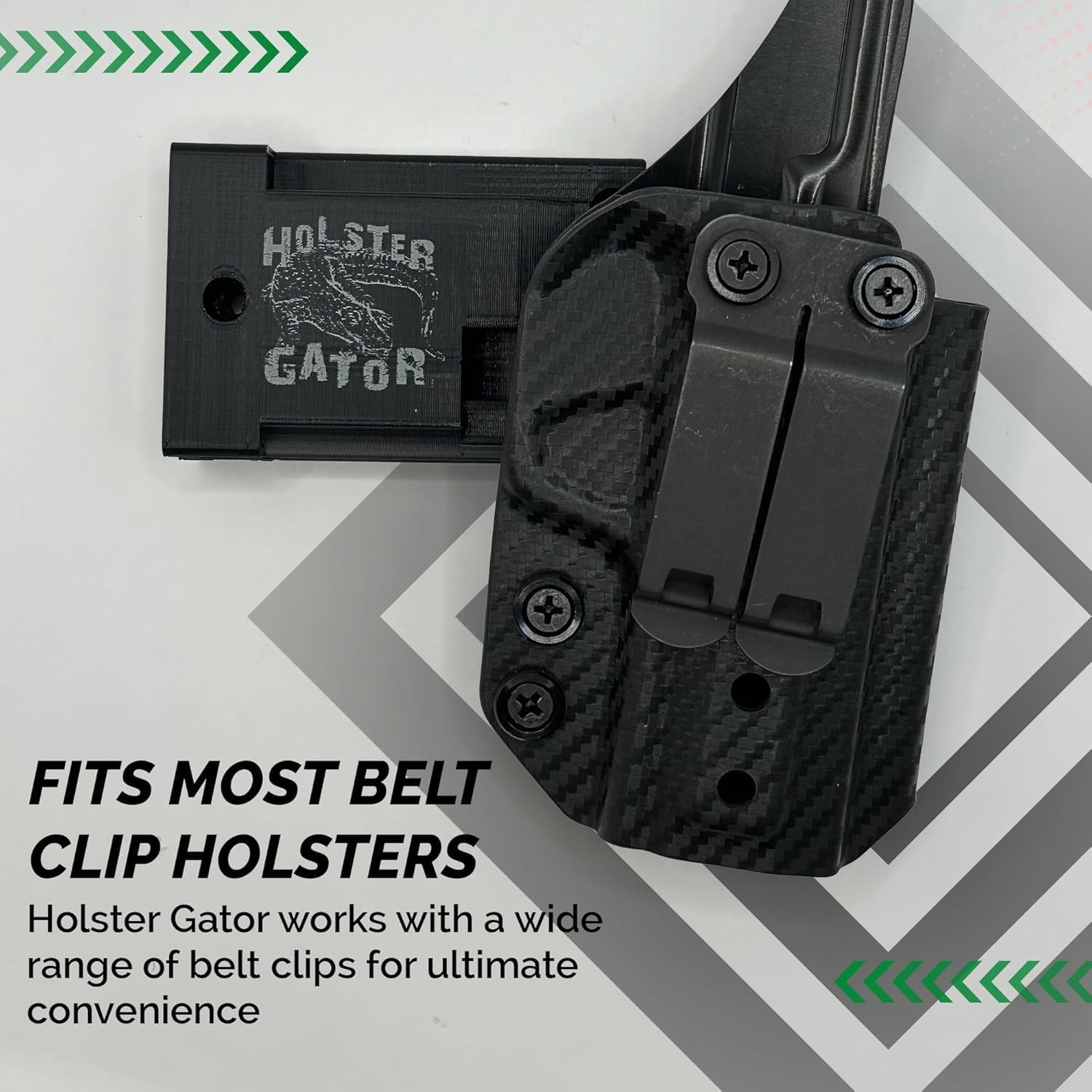 Holster Gator Tactical Mount, Belt Clip Holster Holder for Car, Truck, Desk & Wall, Secure Concealed Carry Storage for Vehicle, Home, Office, Includes Sticky Dash Installation Kit
