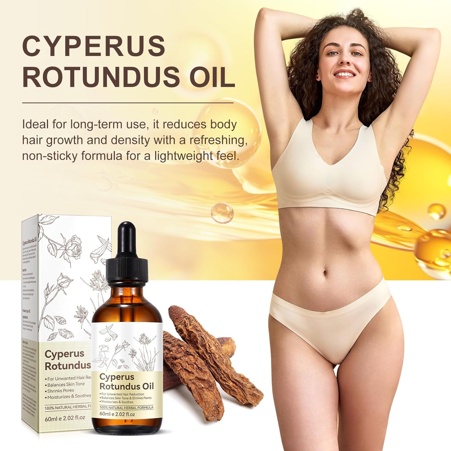 Cyperus Rotundus Oil- Cyperus Rotundus Oil for Hair Removal, Herbal Formula Reduces Unwanted Body Hair, Moisturizes Skin Shrinks Pores Reducing Hair Growth Suitable for All Skin Types - Image 7
