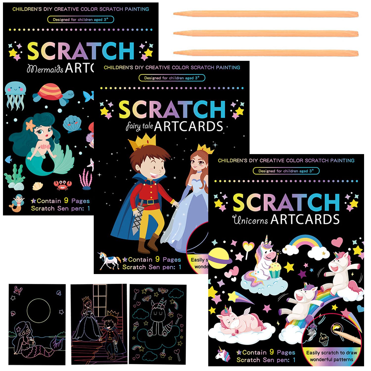 Set De 48 Láminas De Scratch Art Navideño Con 12 Lápices De Bambú, 60 Campanas, Cintas Y Cuerdas, Manualidad De Rascado Para Niños, Decoración Festiva Y Creativa