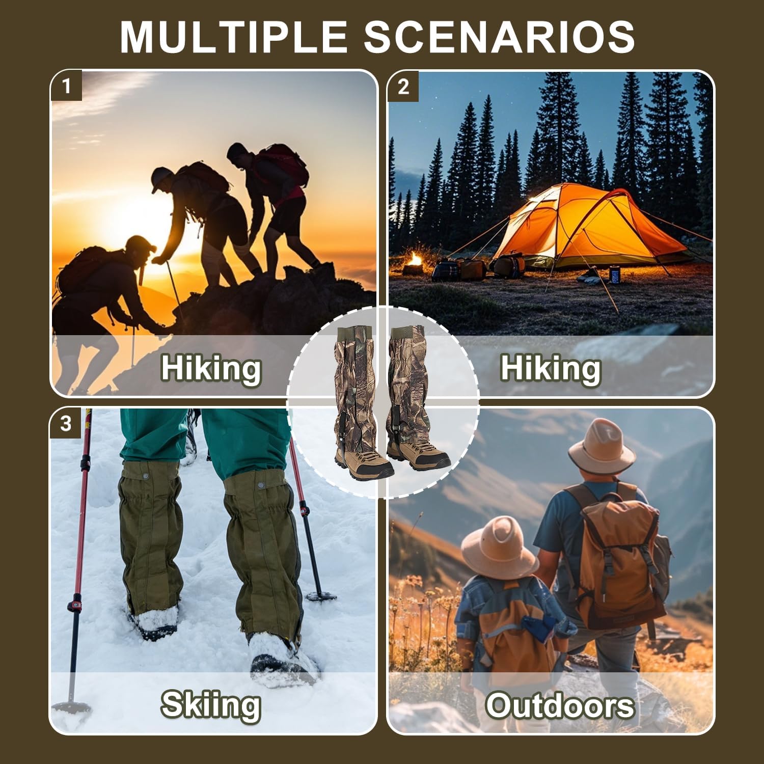 Snake Guards for Legs Adjustable Leg Gaiters Snow Boot Gaiters Hiking Leg Outdoor Shoe Gaiter for Men Women Leg Shoes Cover for Hunting, Trekking & Fishing B,One Size