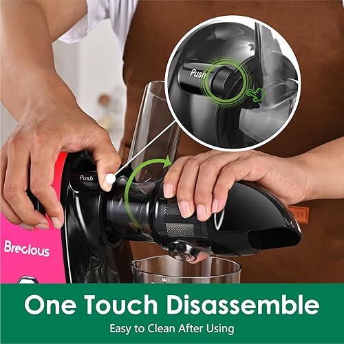 Miniatura 6 de Exprimidor de masticación lenta, exprimidores de prensa fría Brecious con 2 modos de velocidad y motor silencioso, exprimidores de verduras y frutas