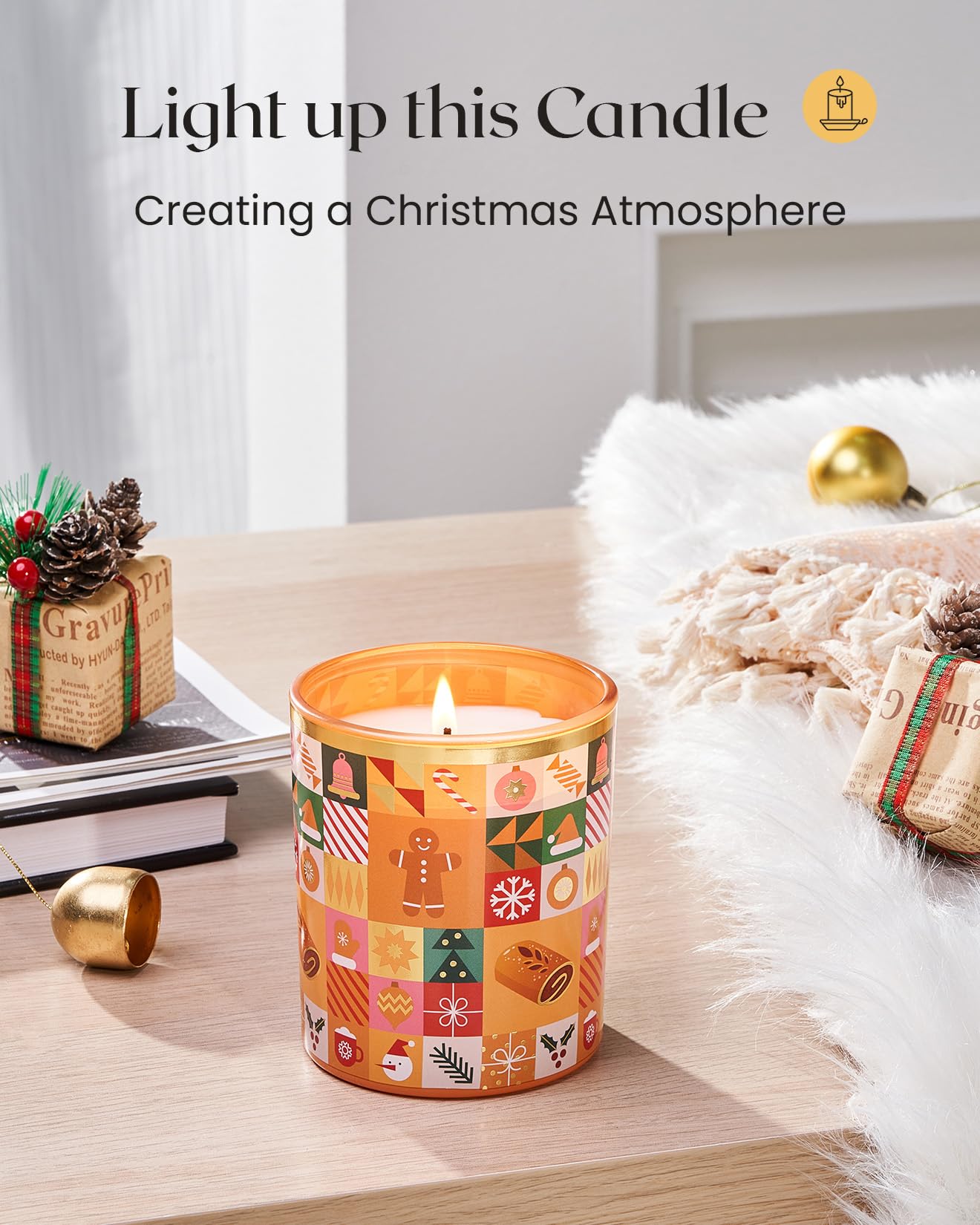 M&SENSE candele profumate autentiche di pan di zenzero,candela di Natale regalo,candela di cera di soia per la decorazione della stanza candela autunnale, 280g, 55 ore MSSDOEU1O1 AuthenticGingerbread