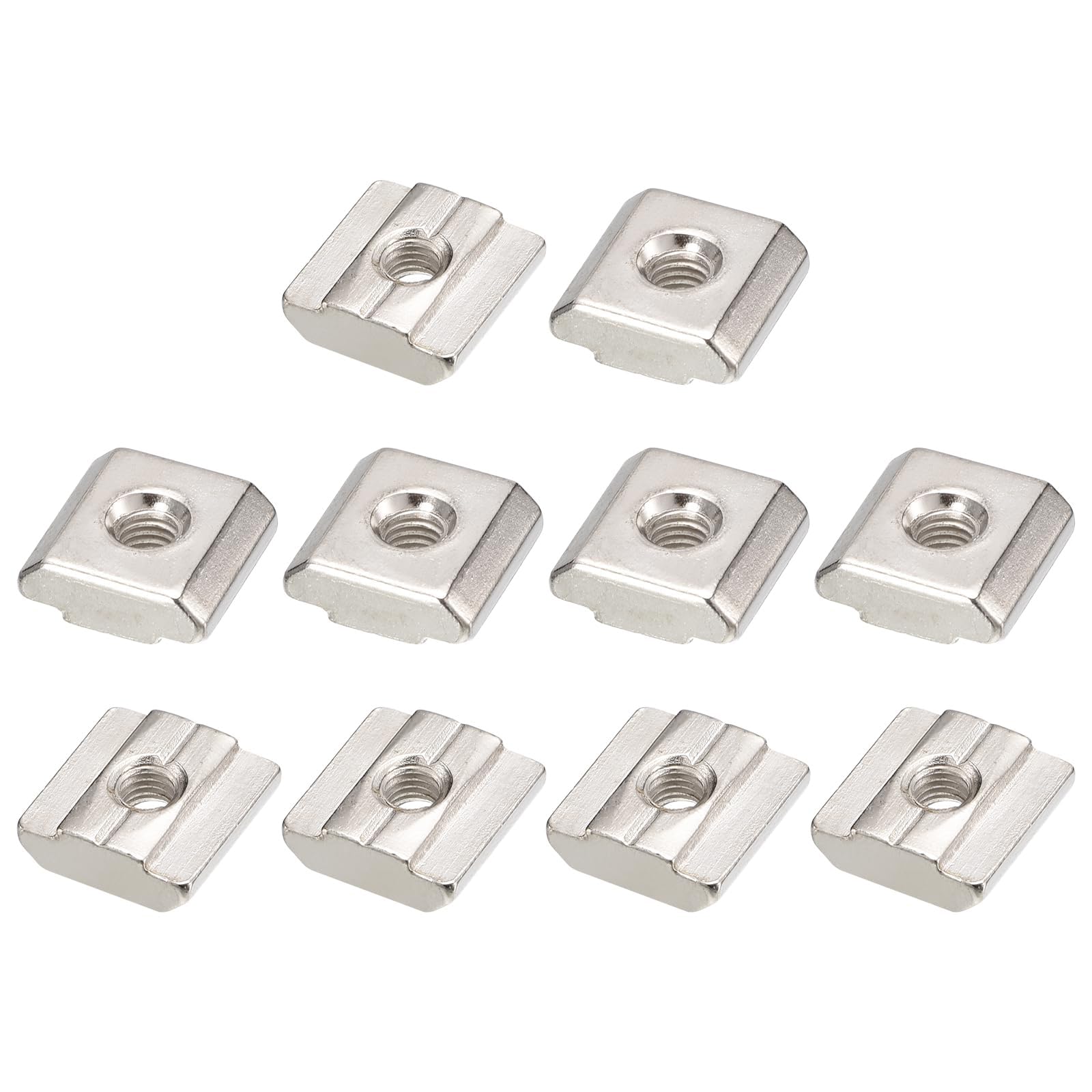 TOP-VIGOR M5 Sliding T Slot Nuts 50Pcs, Nickel Plated Carbon Steel Hammer Head Roll-in T-Nuts for 3030 Aluminium Extrusion Profile, T-Slot Fasteners for CNC and 3D Printer Assembly