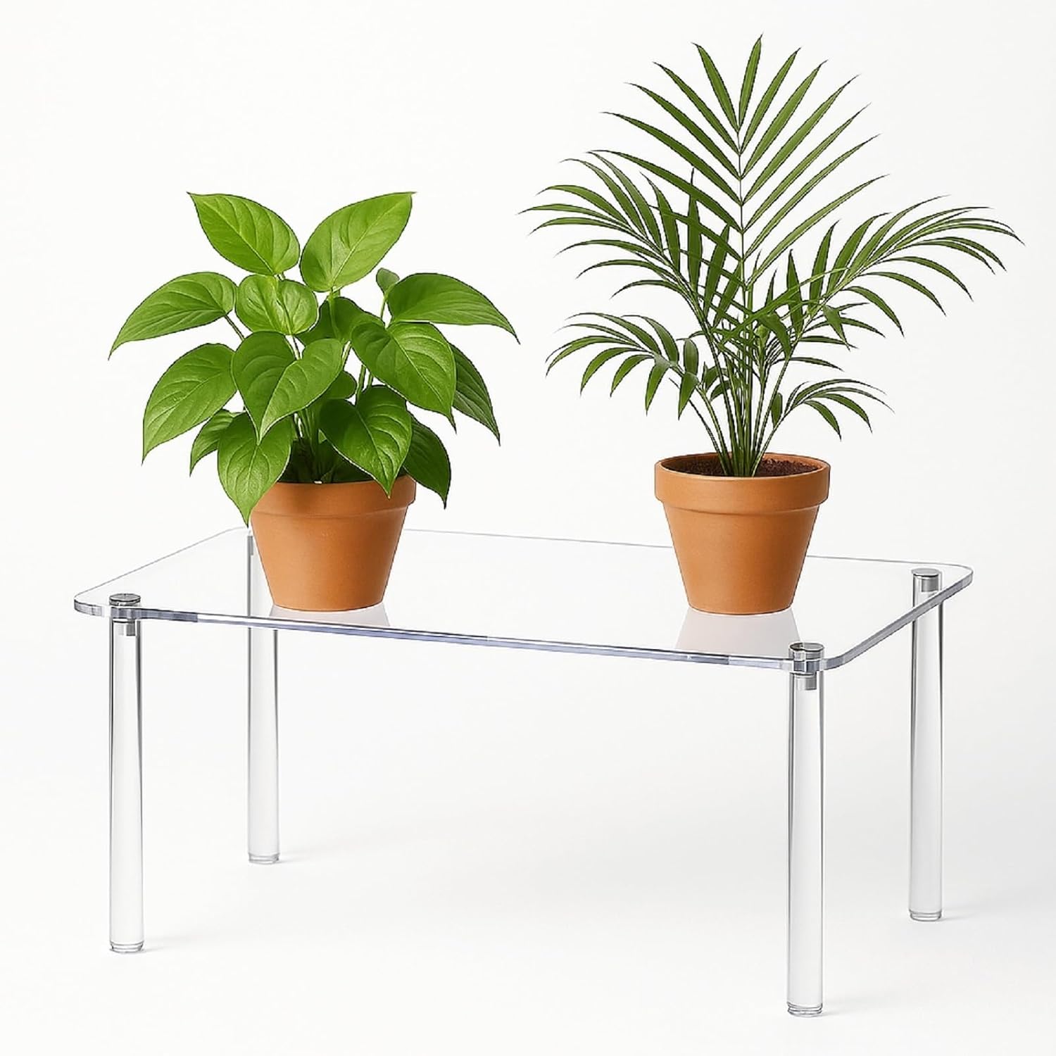 1 Pcs Extra Large 6mm Thick Acrylic Rectangular 4-leg Display Risers, Acrylic Plant Stand, Clear Shelf Riser Display Stands for Decor Collectibles Figures (16×10×8in)