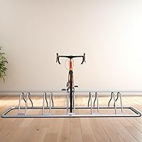 Vista 8 de Simple Houseware - Soporte de almacenamiento ajustable para 5 bicicletas, aparcamiento para suelo, color plateado