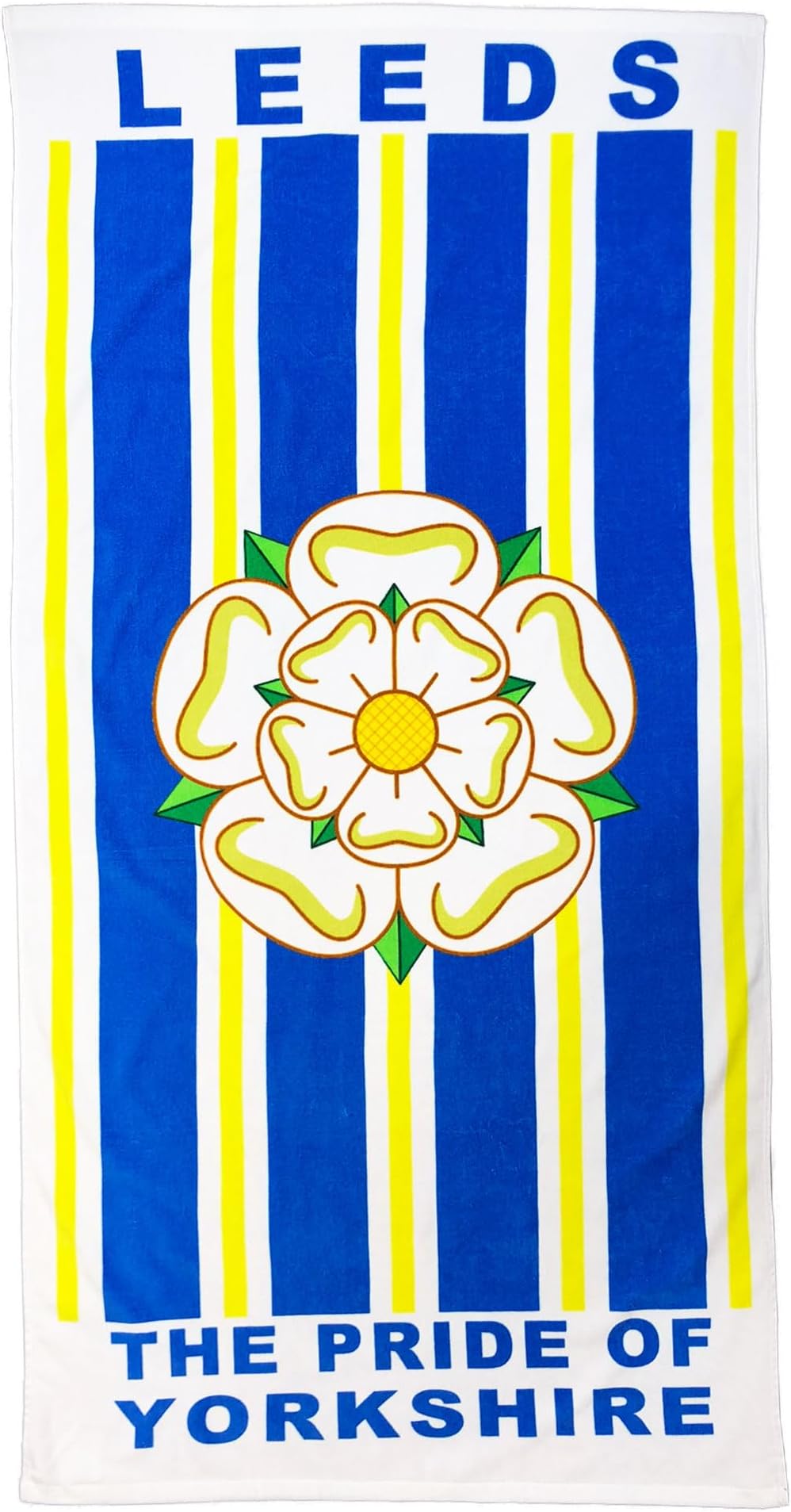 Leeds Giant Yorkshire Rose Beach & Bath Towel, 100% Cotton & 150cm X 75cm, Leeds Football Fans Holiday Beach Towel, Big Bath Towel for Leeds Sports Fans