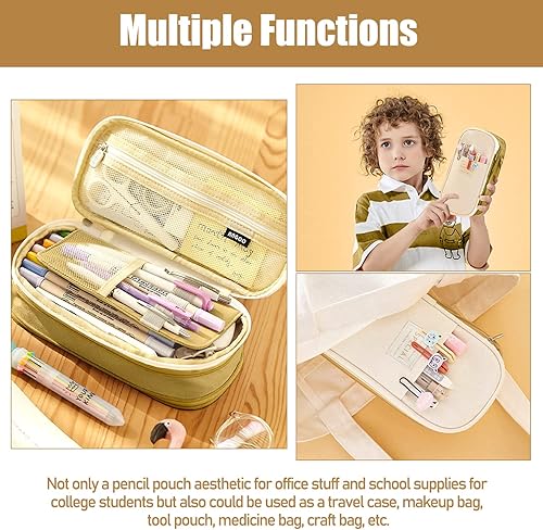 Miniatura 4 de Estuche de lápices de gran capacidad para lápices, bolsa de mano para bolígrafos, estuche escolar para adolescentes, niñas, niños, hombres, mujeres