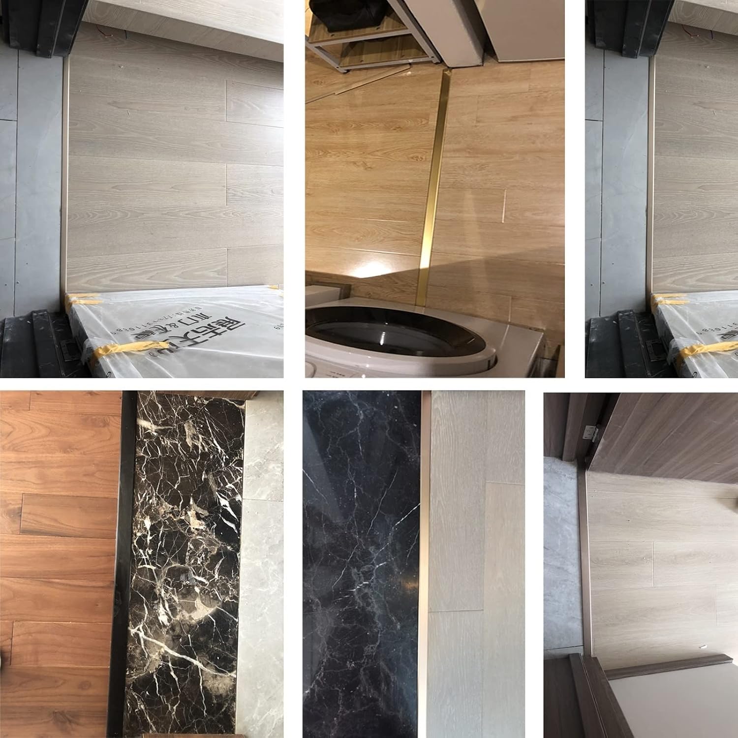 LZMZMQ T Molding Floor Transition Strip, Vinyl Floors Transitions Strips Extra Wide for Uneven Floors/Concrete Floor/Tile, 19in/27in/35in/39in/43in/47in/51in/55in/59in/63in Long(Gold,50cm/19IN)