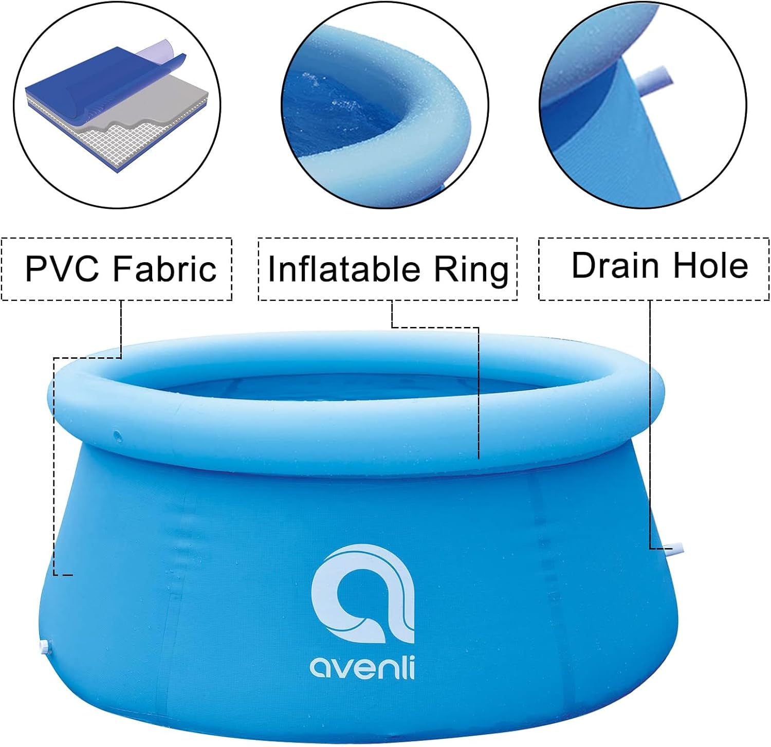 6ft x 29in Inflatable Swimming Pool, Outdoor Above Ground Blow Up Pool, Top Ring Easy Set Pool