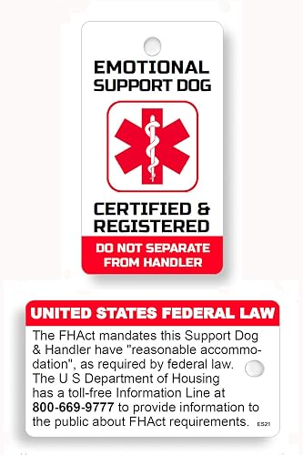 Just 4 Paws Service Esa PTSD, Therapy Dog Key & Collar Tag para ADA & FHact Service Animals