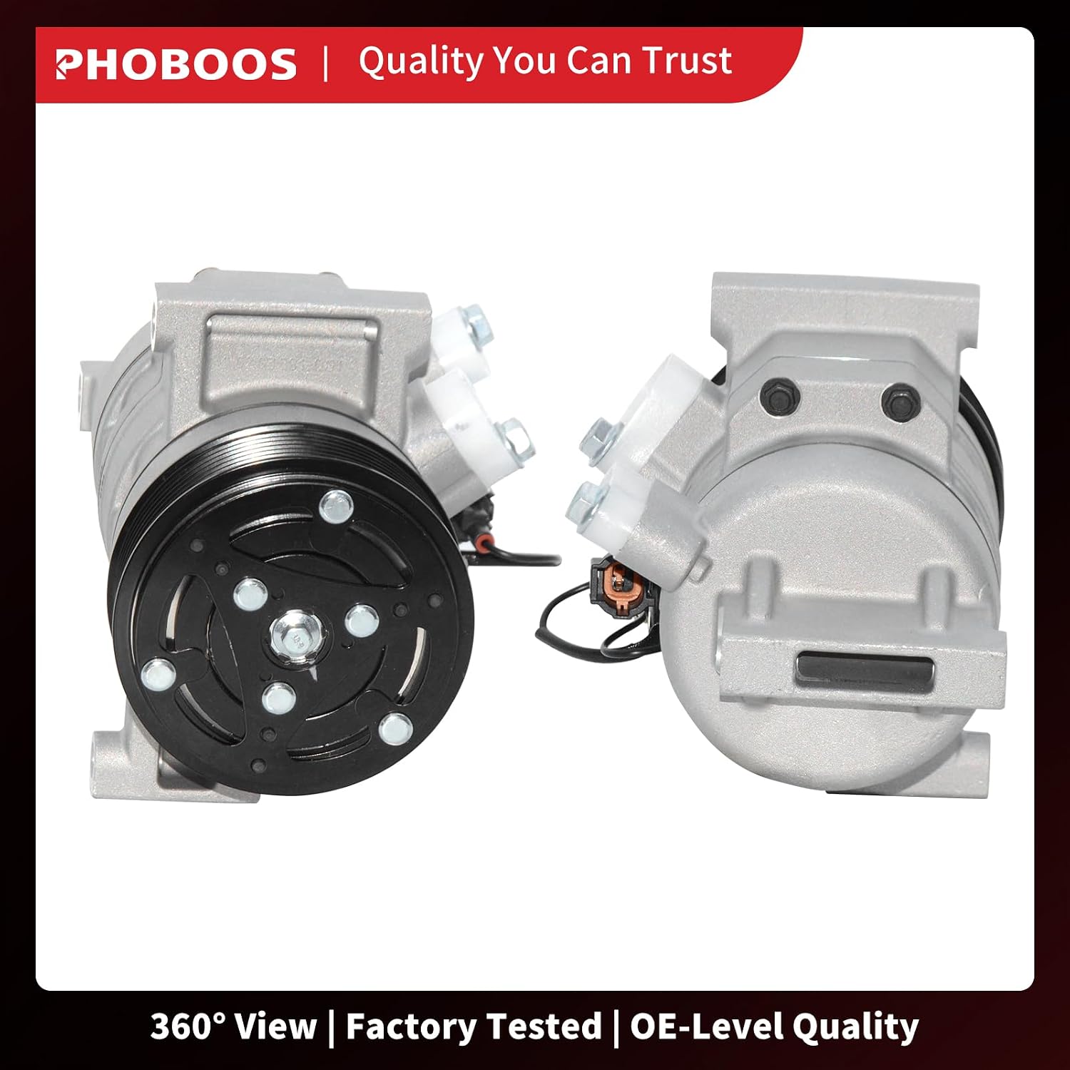 PHOBOOS A/C compressor with Clutch Compatible with Nissan Versa (Sedan) 2011 L4 1.8L, Versa 2012-2019 L4 1.6L, Juke 2012-2014 (w/CR-08 Compressor) L4 1.6L, Fast Cooling, Ref. CO-29099C, 58992