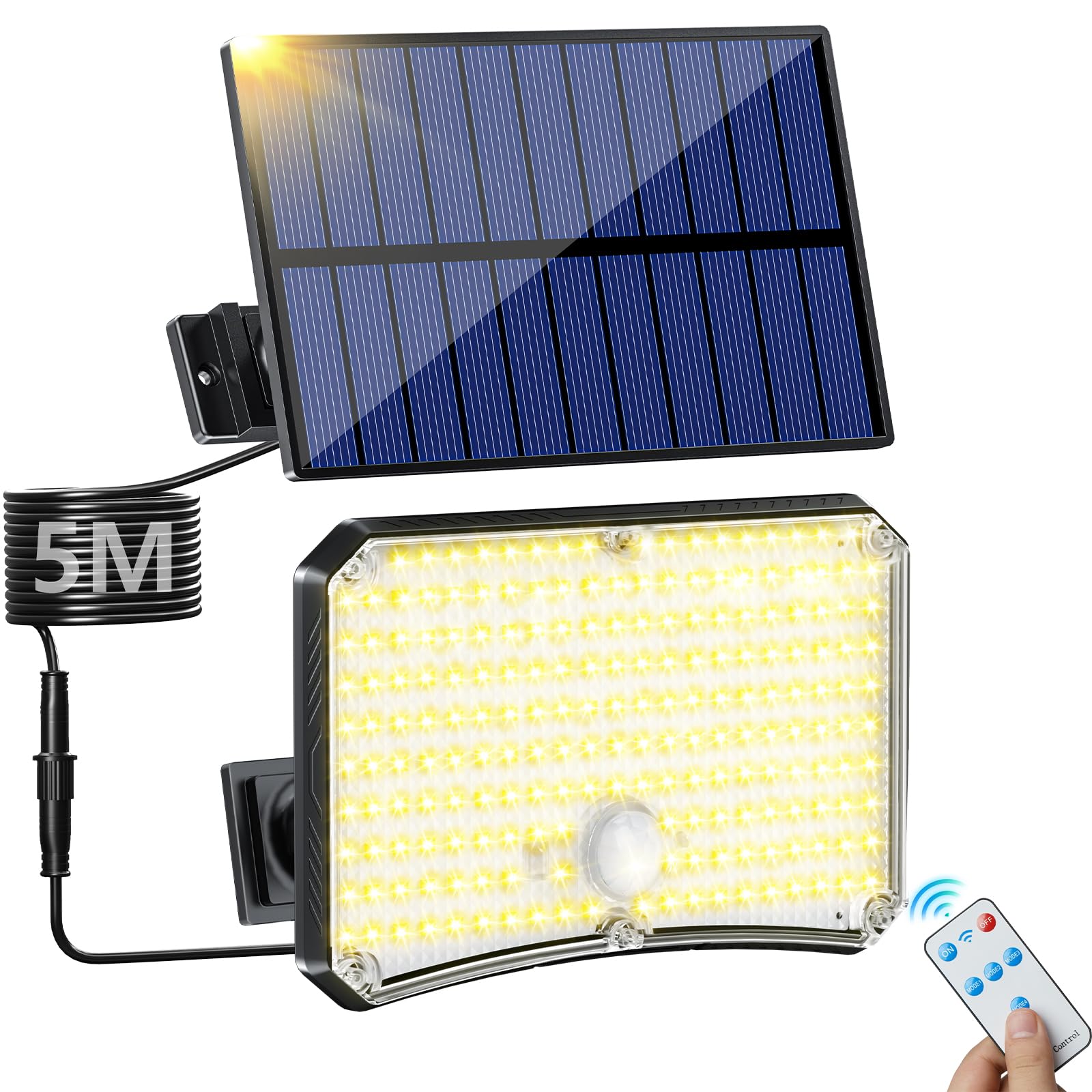 TOPPELIGHT Lampada Solare da Esterno - Luce Solare LED Esterno 200LED, Bianco Caldo
