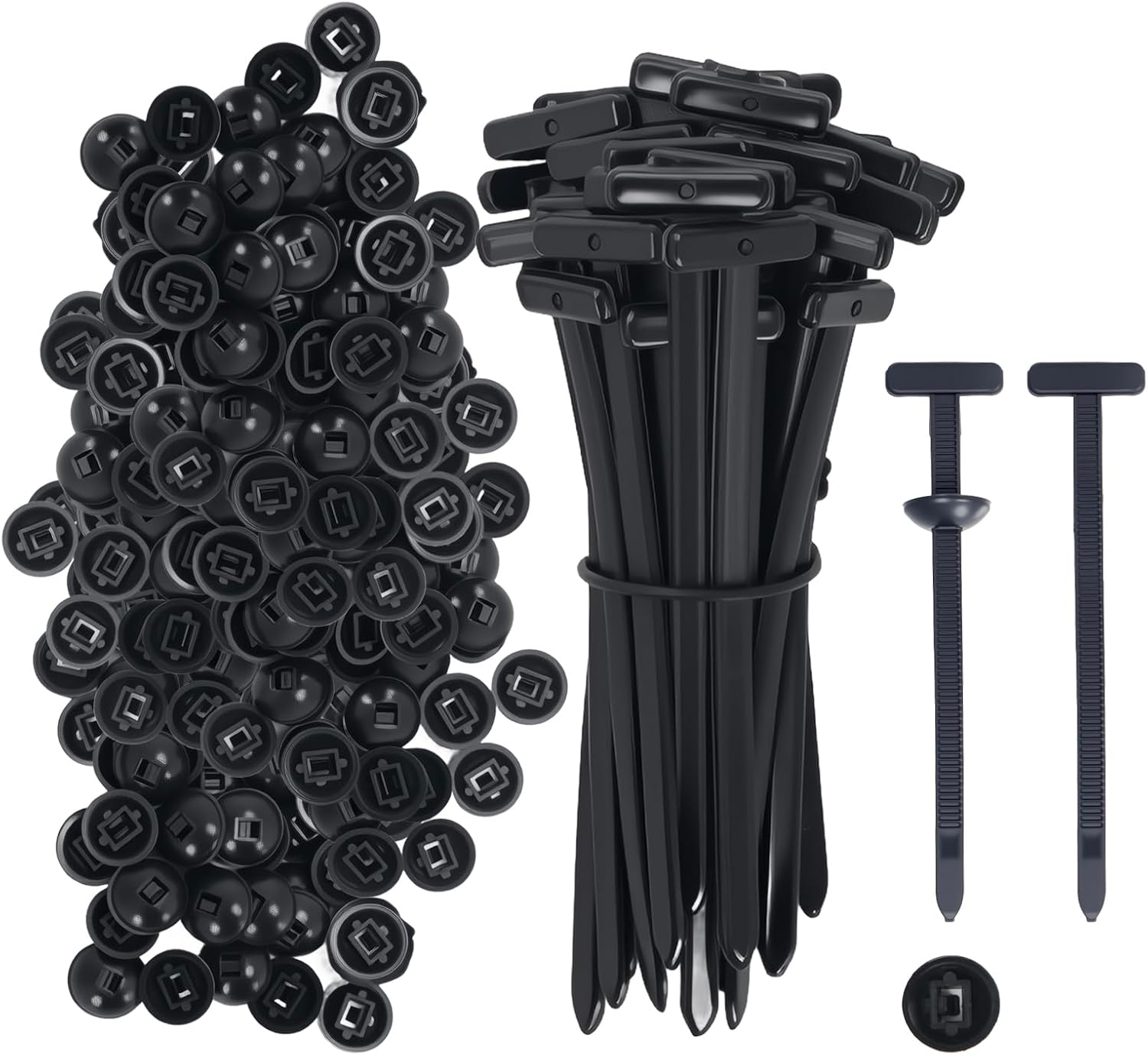 200PCS Nylon Universal Cable Tie Buckle – Heavy Duty Self-Locking Zip Ties Holder with Pin & Button Design, Plastic Cable (150)