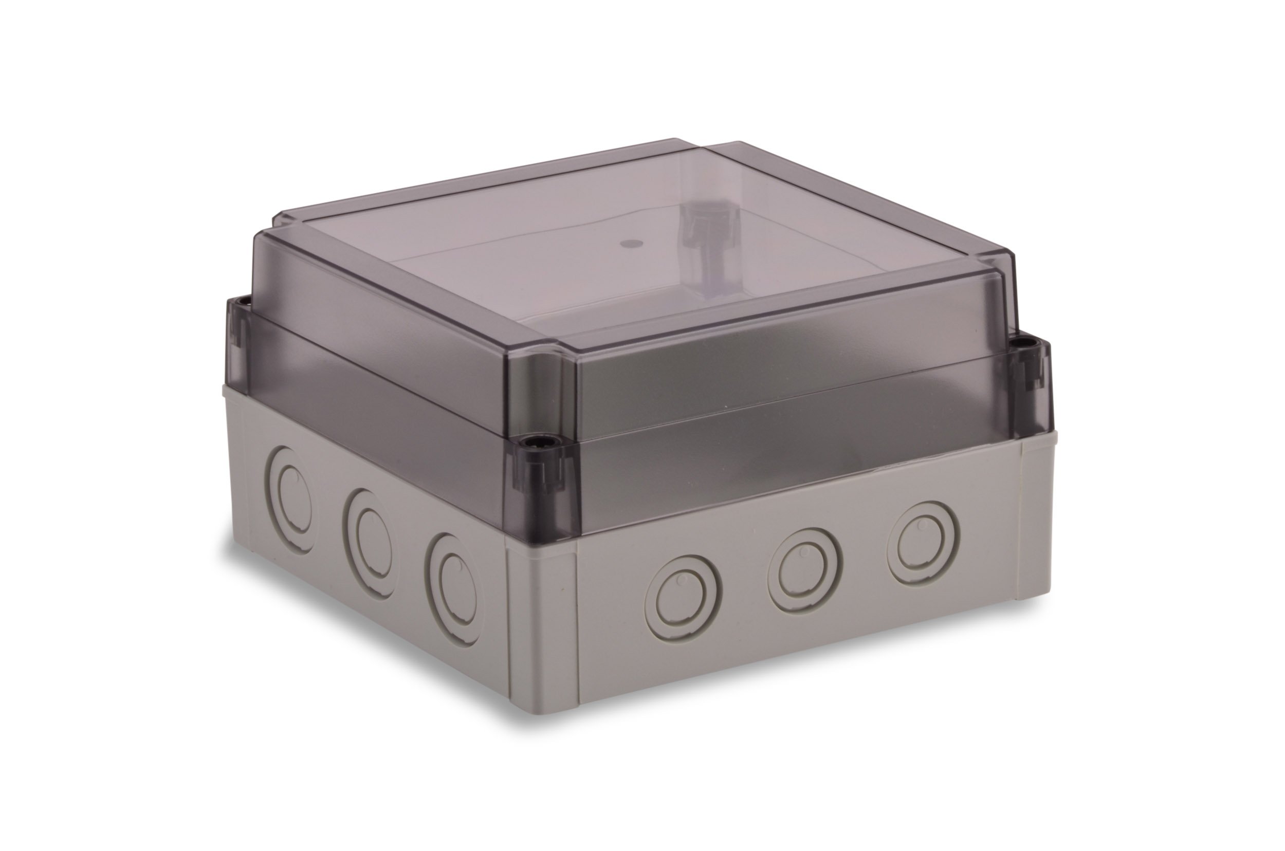 BOXEXPERT Armarios de plástico Armarios industriales Serie Michel 180x180x100mm IP 67 Gris/Transparente RAL7035 Armario de distribución Caja de distribución