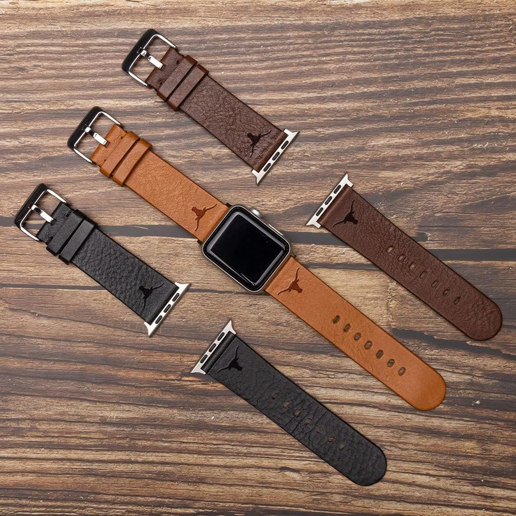 Affinity Bands Texas Longhorns Leather Watch Band Compatible with Apple Watch
