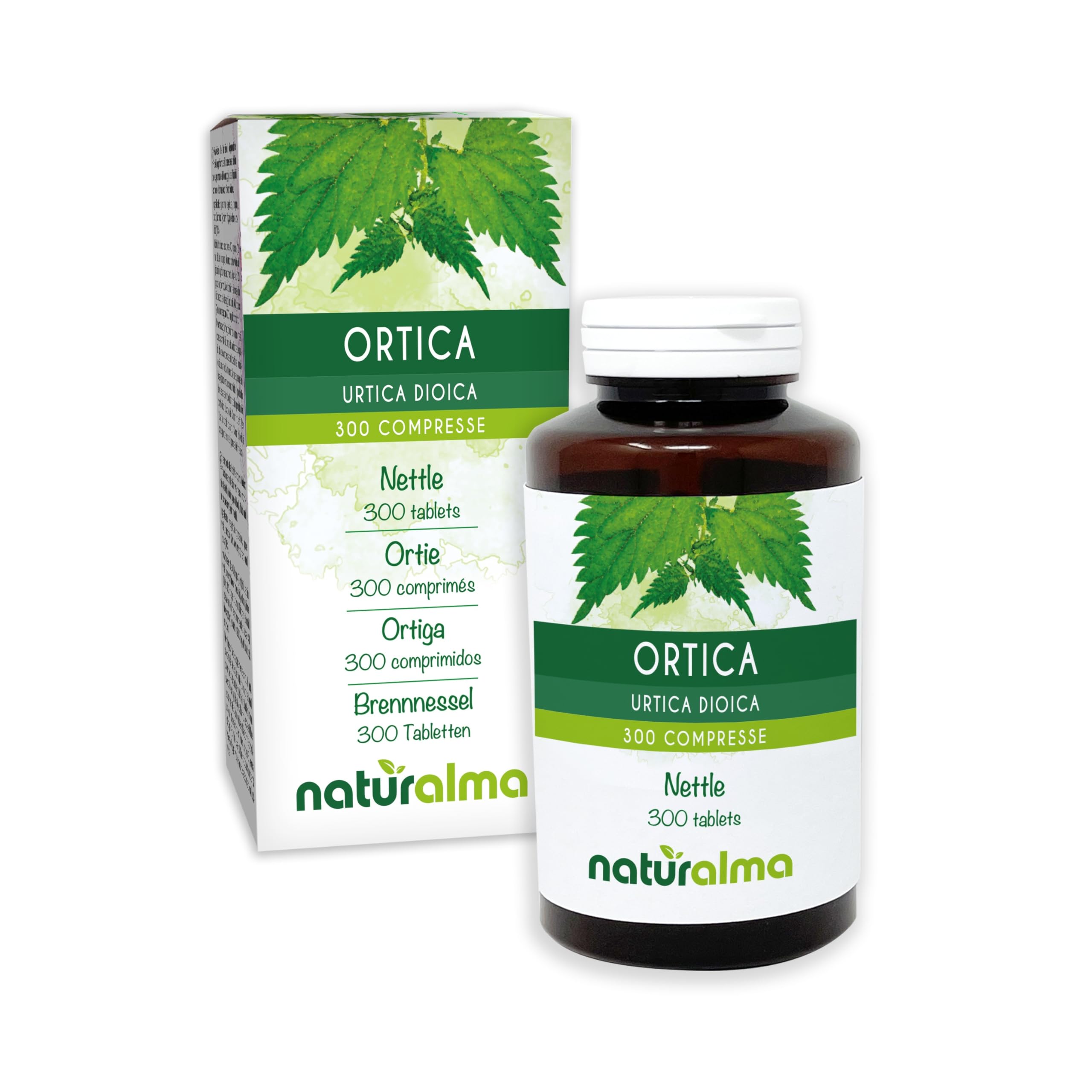 Nettle (Urtica dioica) Leaves and Roots Naturalma - 150 g - 300 Tablets - Food Supplement - Natural and Vegan