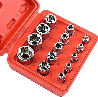 IUPPA 14Pcs Female Star Bit Sockets Set 1/2' 3/8' 1/4' Drive Sockets E4 -E24 with Storage Box