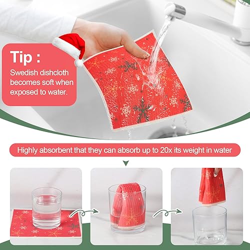 Miniatura 10 de Paquete de 6 paños de cocina suecos para cocina, toallas de papel reutilizables suecos con clips, paño absorbente sin olor para limpiar la cocina