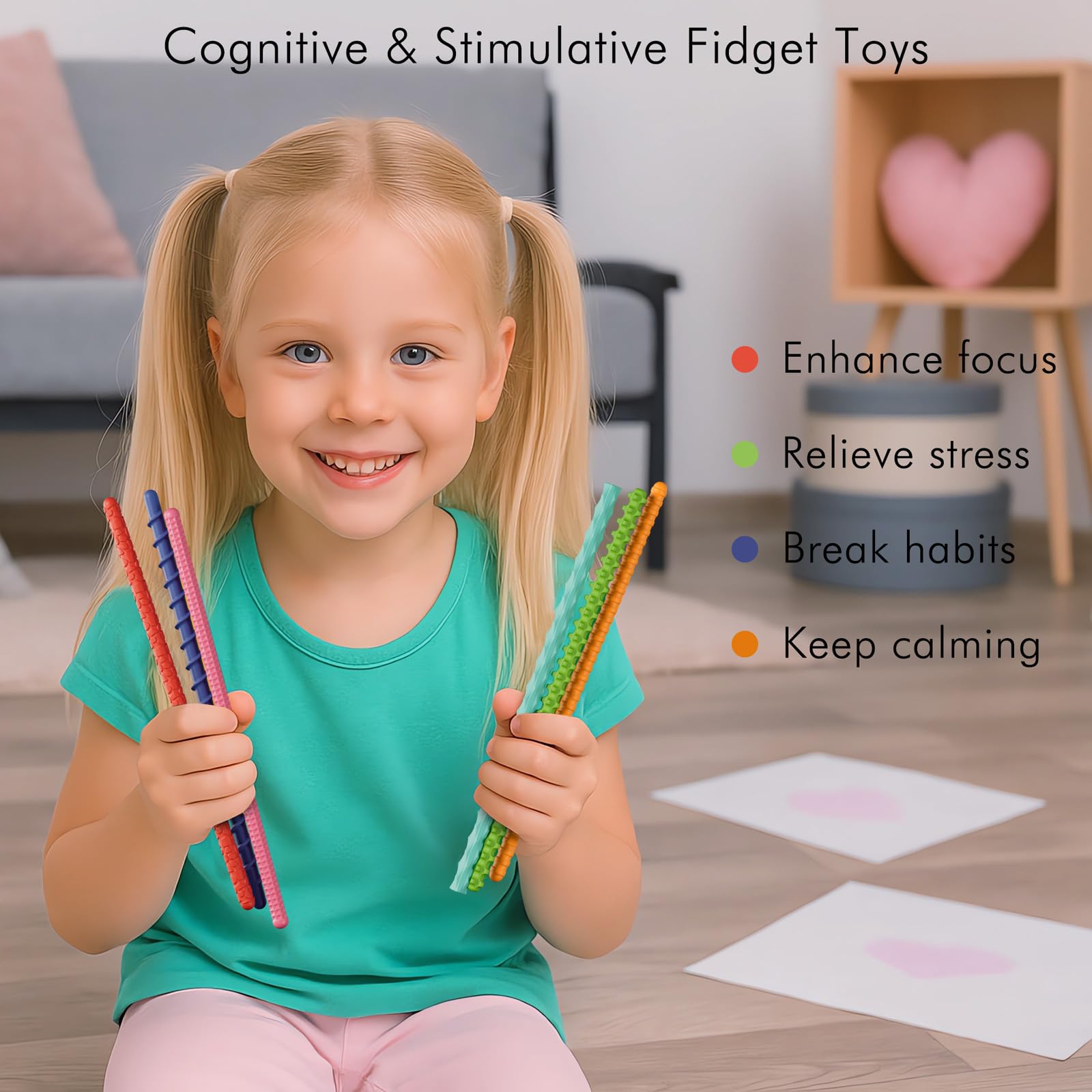Giocattoli sensoriali per bambini e adulti, 6 bastoncini sensoriali flessibili per stress, ansia, autistico, ADHD, calma da viaggio in aereo, giocattoli essenziali per adolescenti e bambini