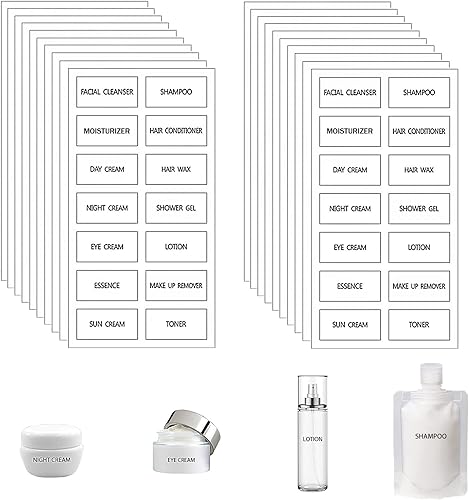 280 etiquetas impermeables para botellas, transparentes, pequeñas, cosméticas, baño, belleza, cuidado de la piel, viajes, artículos de tocador