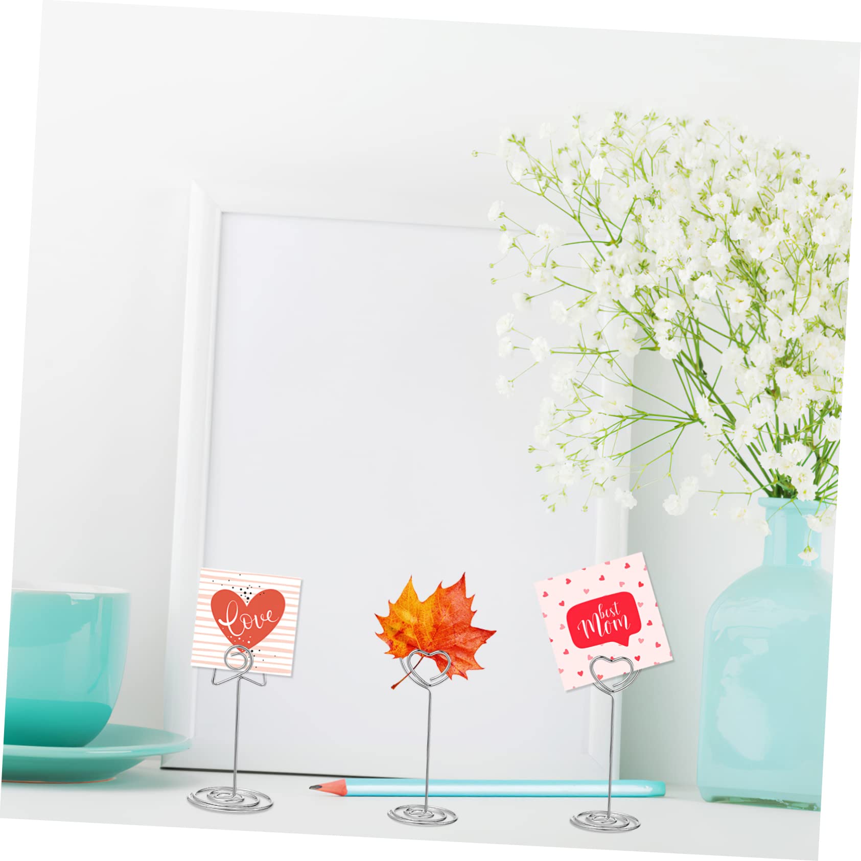 Tofficu 60piezas Soporte para Tarjetas De Mesa Forma De y De Clips para Menús y Tarjetas De Felicitación para Bodas Decorativos