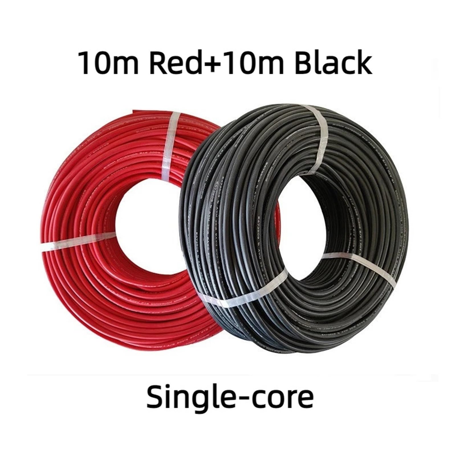 Cavo fotovoltaico Filo Solare fotovoltaico Singolo/Doppia 1500V 10m/20m 4mm2/6mm2 12/10AWG Cavo in Rame stagnato XLPE Rivestimento for Pannelli fotovoltaici(10m Red 10m Black,6mm2 10AWG)