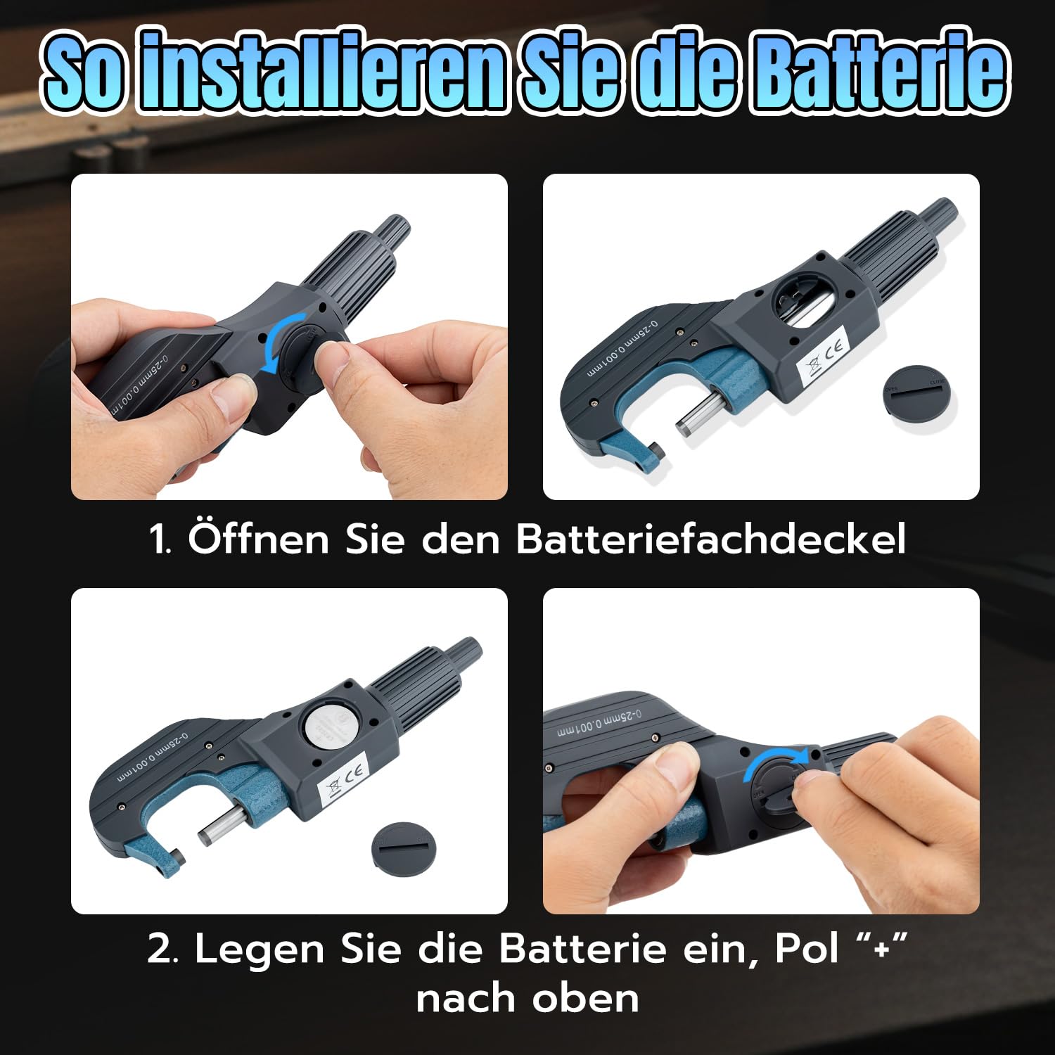 Digitales Mikrometer 0-25mm Mikrometerschraube Digital mit LCD-Display, Bügelmessschraube Elektronisch, 0.001mm Hohe Präzision, mm/Zoll für Werkstatt & Heimwerker