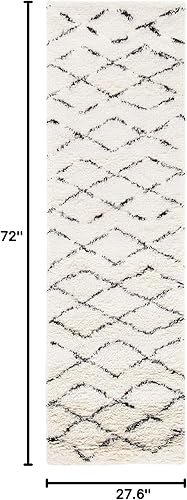 Miniatura 2 de SAFAVIEH Casablanca Collection - Alfombra de pasillo, 2 pies 3 pulgadas x 6 pies, marfil y marrón, hecha a mano de lana marroquí boho neozelandesa,