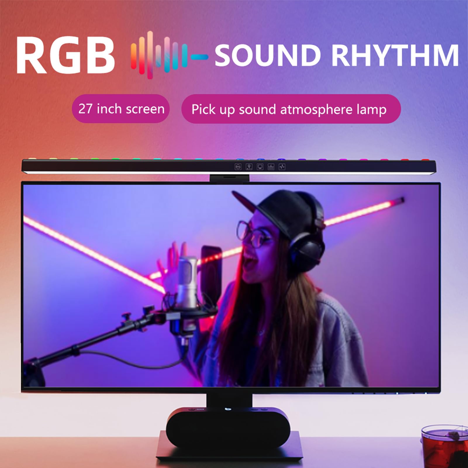 Barra Luminosa per Monitor di Computer, Regolazione Continua da 300 Lm Lampada da Scrivania per Monitor a Doppia Luce Barra Luminosa per Schermo RGB Protezione per gli Occhi