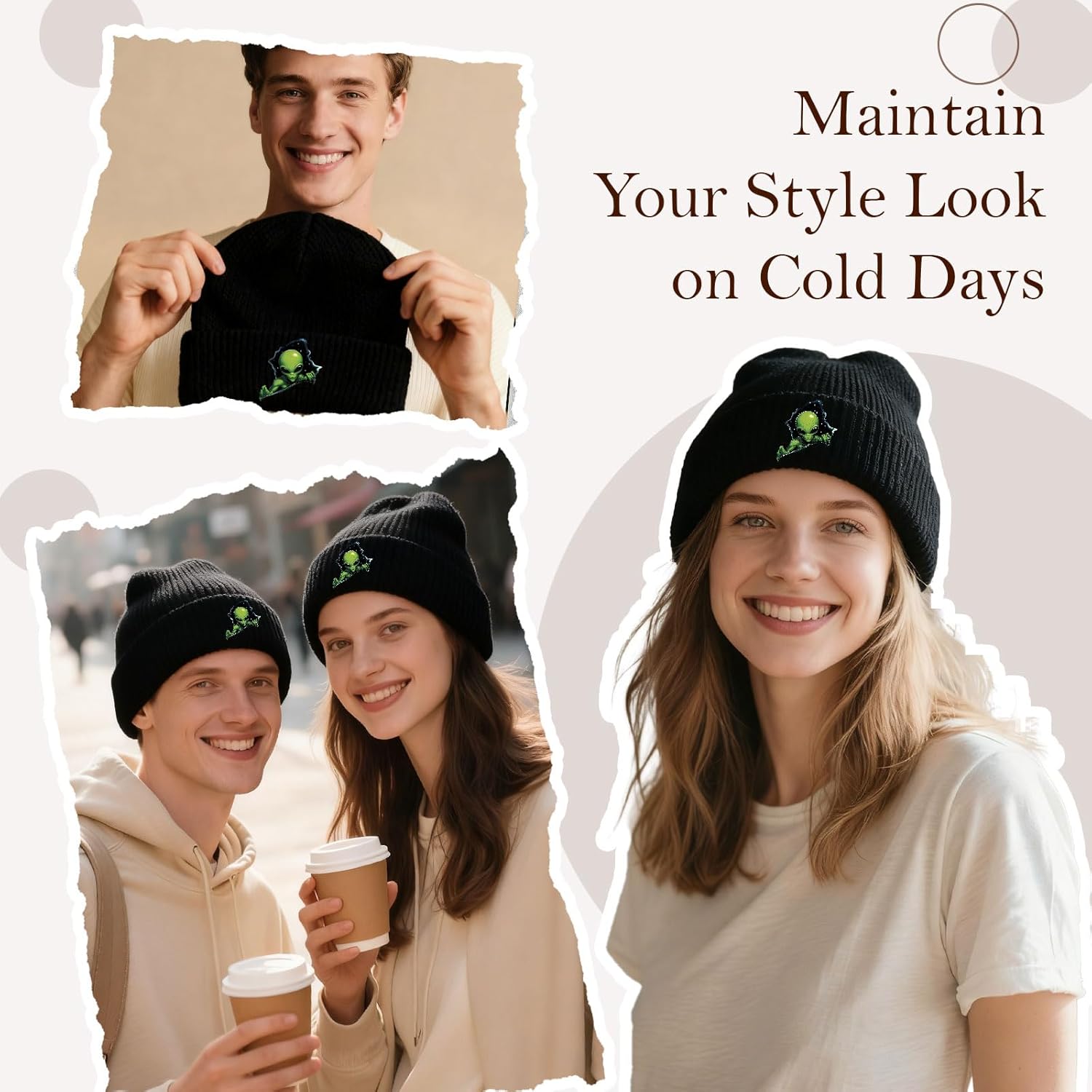 Knit Beanie for Women Men Embroidered Knit Hats Warm Beanies for Winter, Christmas Birthday Gifts - Image 7