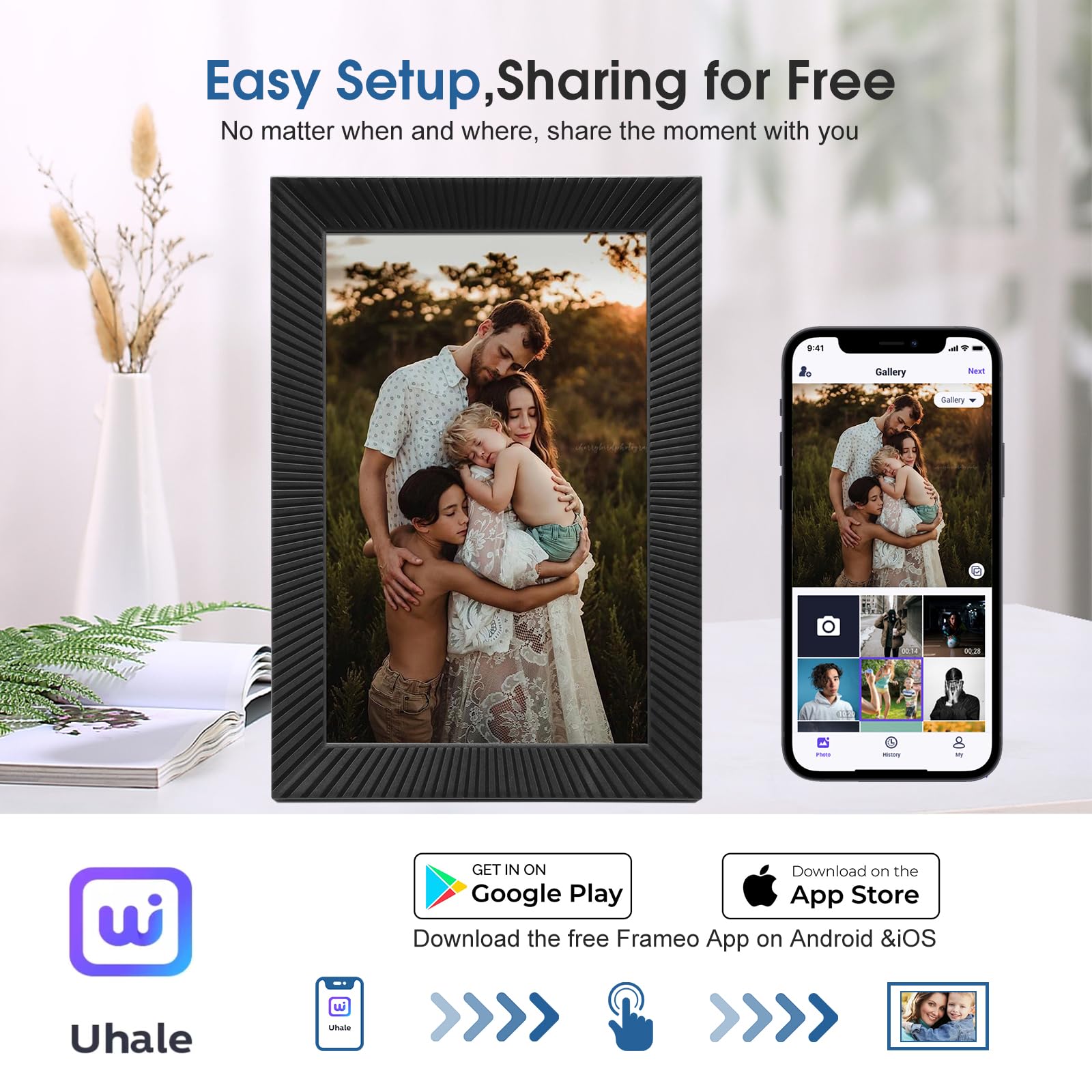 Digital Photo Frame WiFi 10.1 Inch HD IPS Touchscreen Digital Picture Frame with 32GB Memory, Easy Share Photos/Videos - Image 3