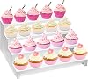 2Pcs Cupcake Stand Cake Pop Stand Holder, 3 Tier Wood Cup Cake Tier Tray Stand Tower, White Dessert Table Display Shelf Riser for Vendor Party Wedding Figures Perfume Organizer Decorative