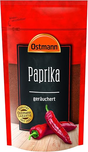 Ostmann Paprika süß geräuchert im wiederverschließbaren 250 g Standbeutel – Paprikapulver mit feiner Schärfe, gemahlener sowie , für Fleisch, Kartoffel & Gemüsegerichte