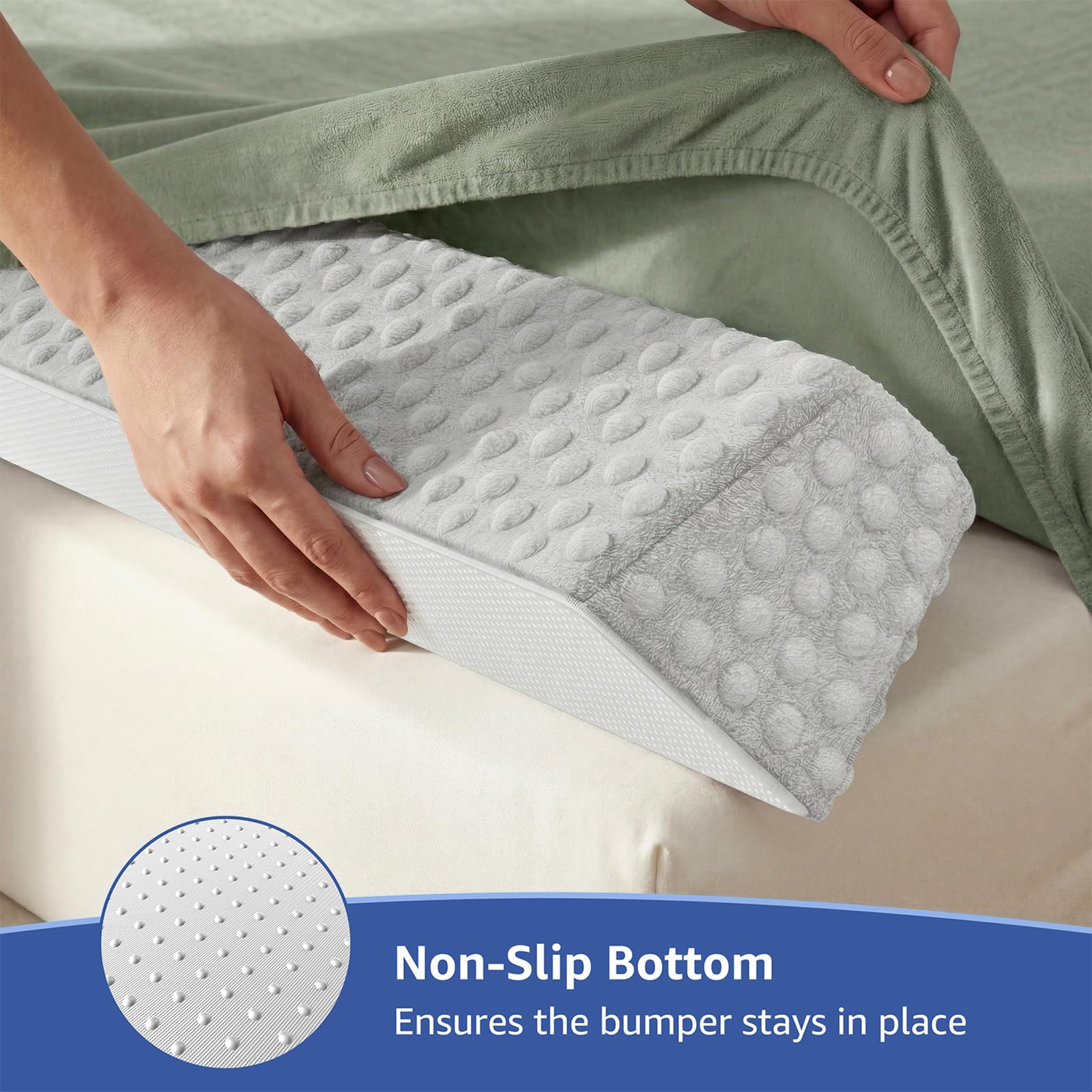 YENING Bed Bumpers for Toddlers with Strap Under Sheet Anti-Slip Foam Bed Bumper for Twin Full Queen King Kids Bed - 4