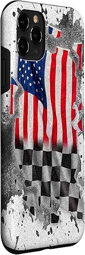 Vista 72 de iPhone 12 mini Car Racing bandera estadounidense pit crew Case