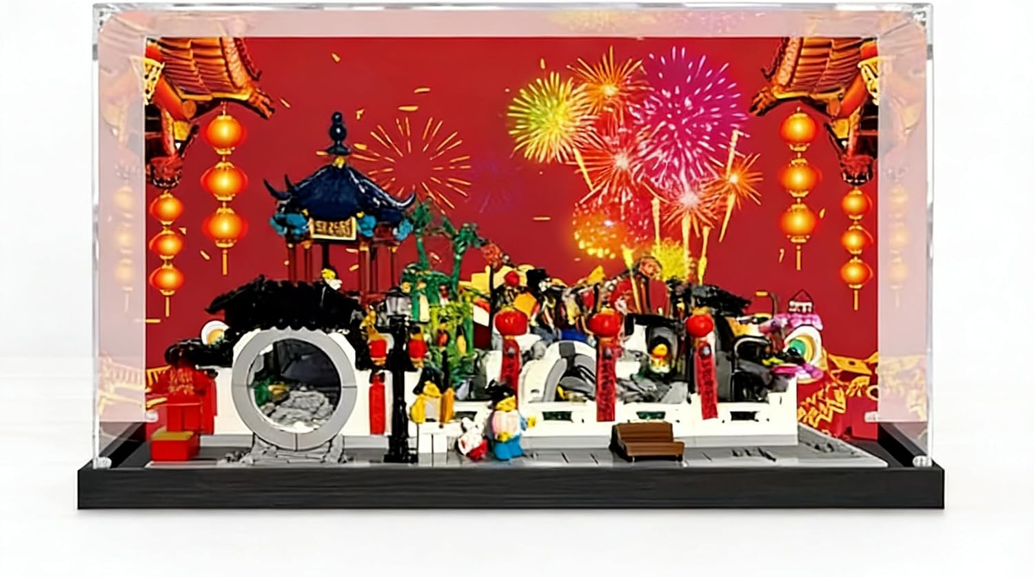 Acrylic Display Case for lego 80107 Lantern Festival Building Blocks , Dustproof Storage Shell ,for lego Lovers,Collection Box,Transparent Box (Display Case Only) (Background)