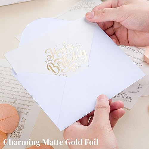 Miniatura 6 de Paper Play Paquete de 20 tarjetas de cumpleaños surtidas, 4 tarjetas de cumpleaños con diseños de lámina dorada mate, 4 x 6 pulgadas, notas de