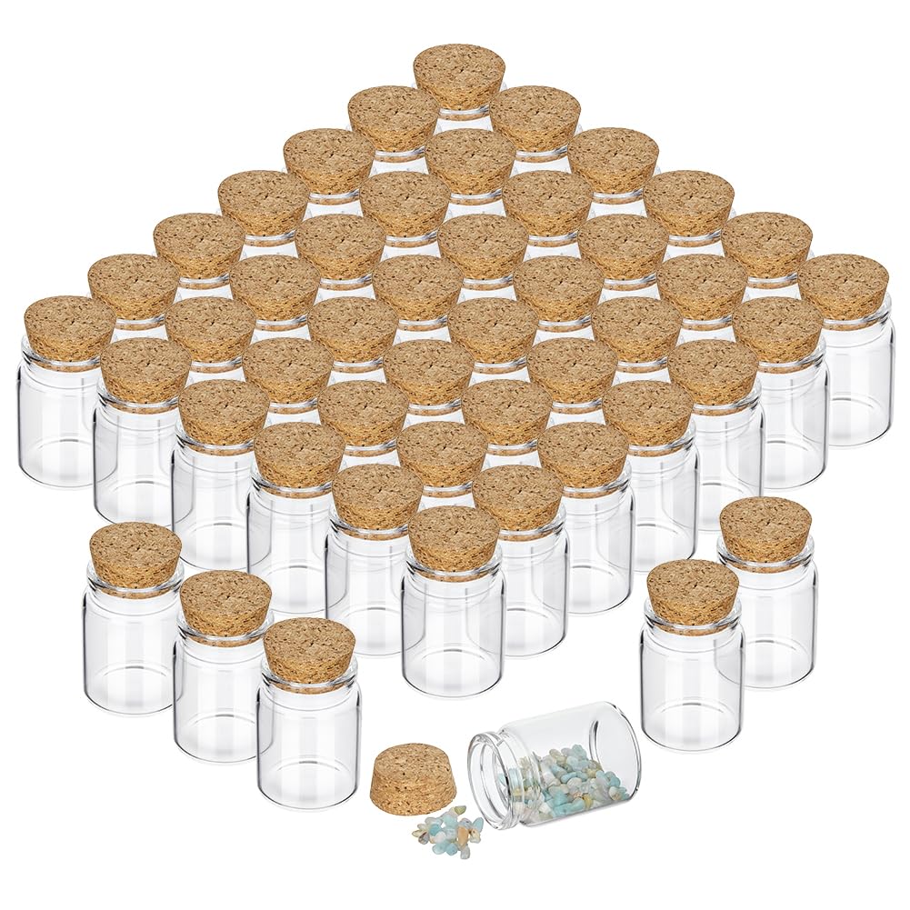 PH PandaHall 48pz Barattoli di Vetro con Tappi di Sughero 30ml Mini Bottiglie Piccoli Barattoli di Vetro per Regali Decorazioni per Feste Oli Essenziali Profumo Conservazione di Semi e Spezie