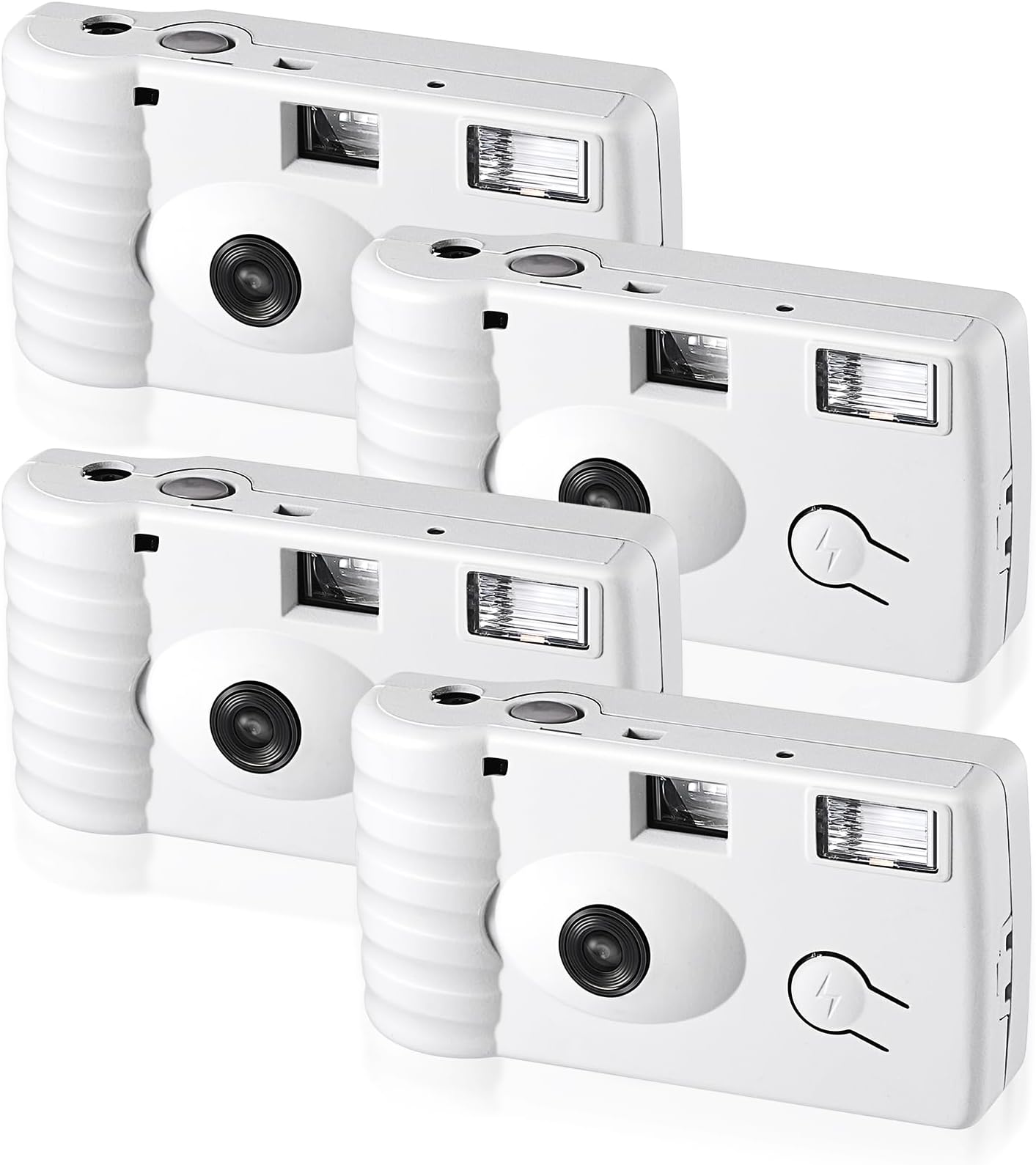 Treela 4 Pack Disposable Camera for Wedding 35mm Film Single Use Camera with Flash Disposable Cameras One Time Camera for Wedding Anniversary, Travel, Camp, Party Supply (Simple White)