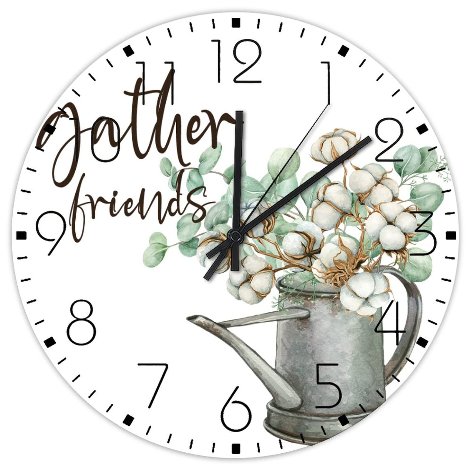 Horloge murale en bois 38 cm fleur aquarelle silencieuse pour chambre