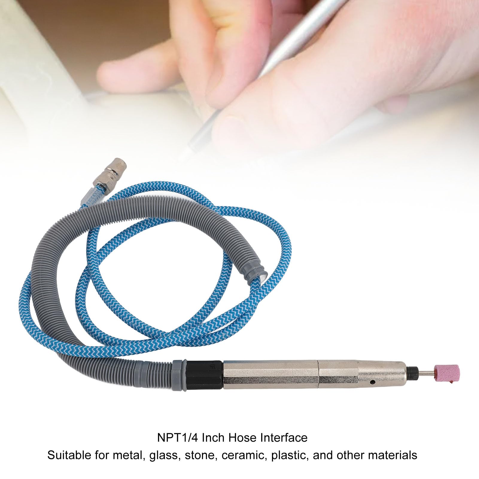 Kit di smerigliatrice a mazza a matita per aria micro pneumatica, penna incisione di scriba pneumatica con M3 Chuck - kit incisore smerigliatrice dieta 65000 giri/min per
