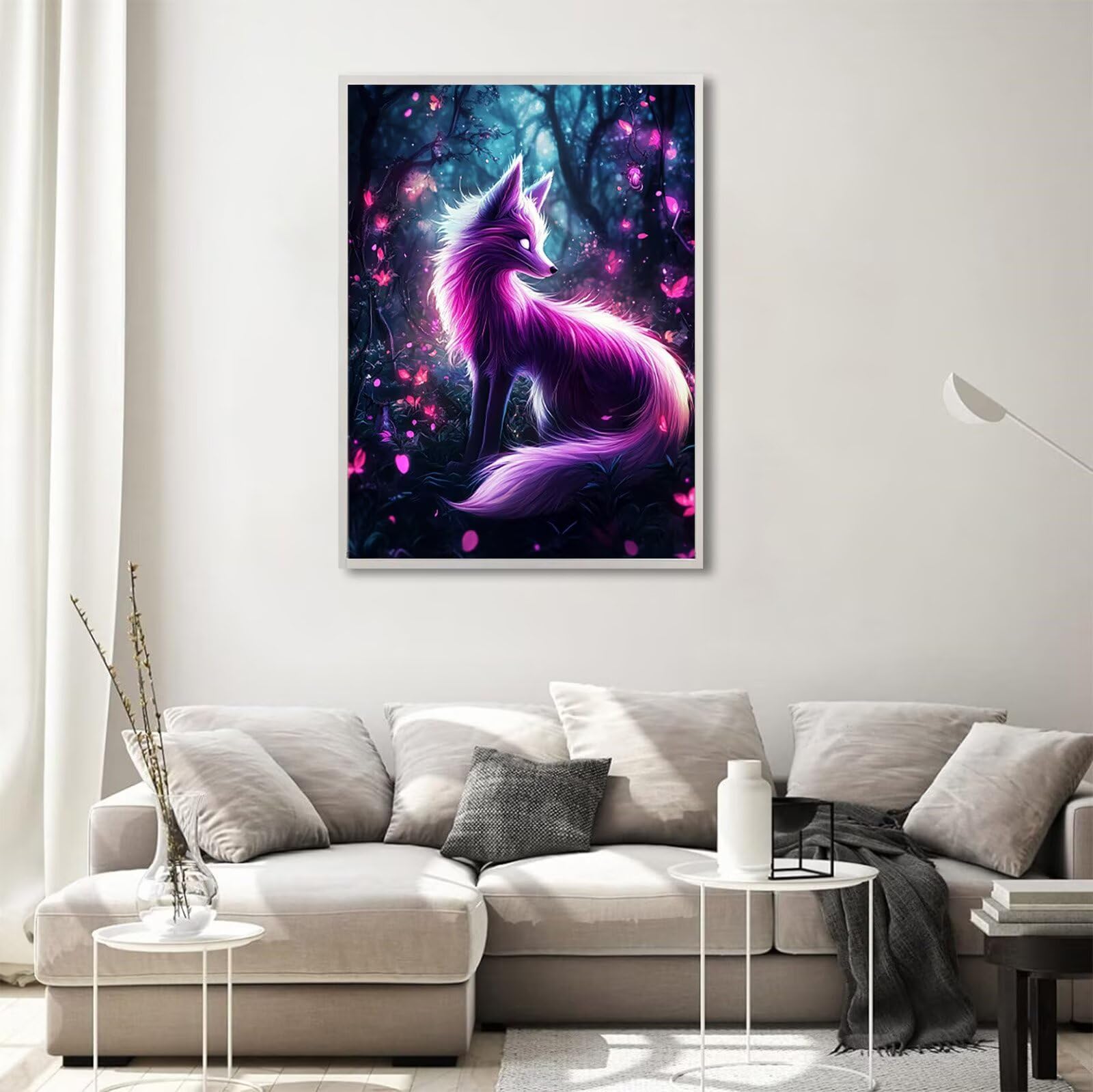 Diamond Painting Fuchs, Träume Diamond Painting Erwachsene 5D Runder Full Drill Diamond-painting, DIY Kreuzstich Bastelset Kreativ Set für Erwachsene, Crystal Art Home Wand Dekor, 90x120cm, Model751