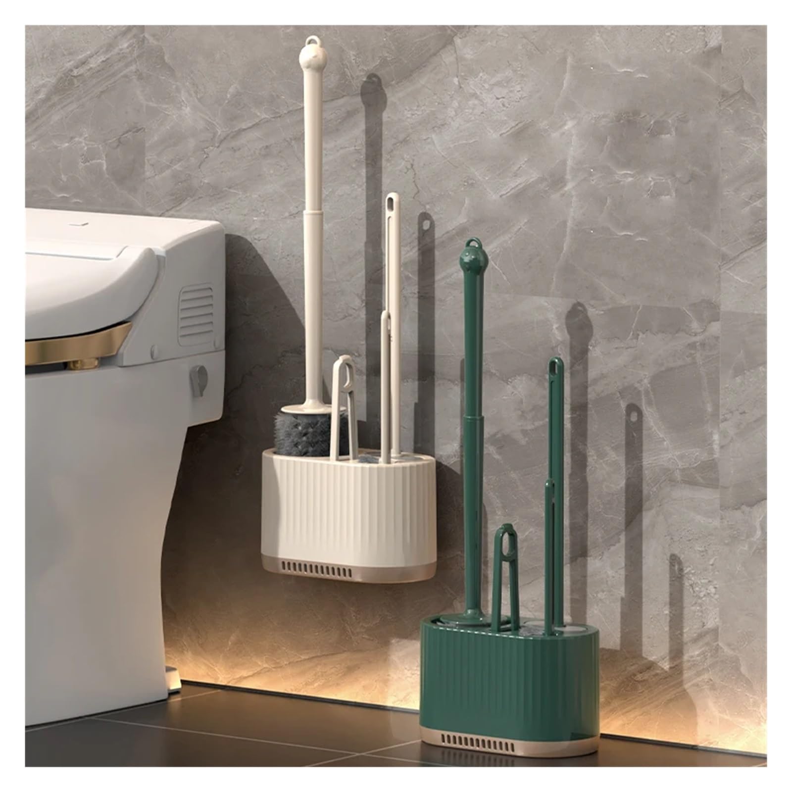 Klobürste Toilettenbürste for den Haushalt | Wandmontierte Reinigung, kein Winkel for umfassende Reinigung, geeignet for Toiletten(Creamy white)