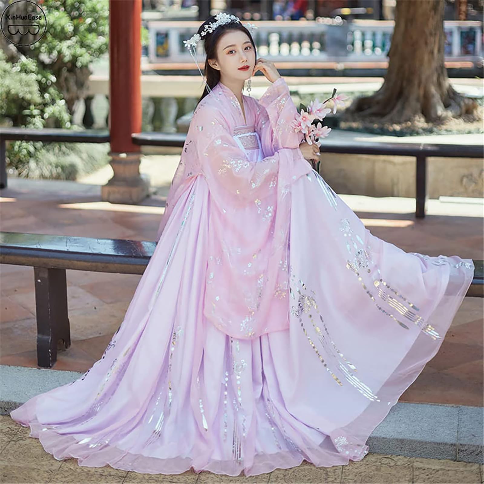 Abito Tradizionale Cinese da Donna (S-3XL), Taglie Forti - Costume da Principessa per Danza Femminile,M,C